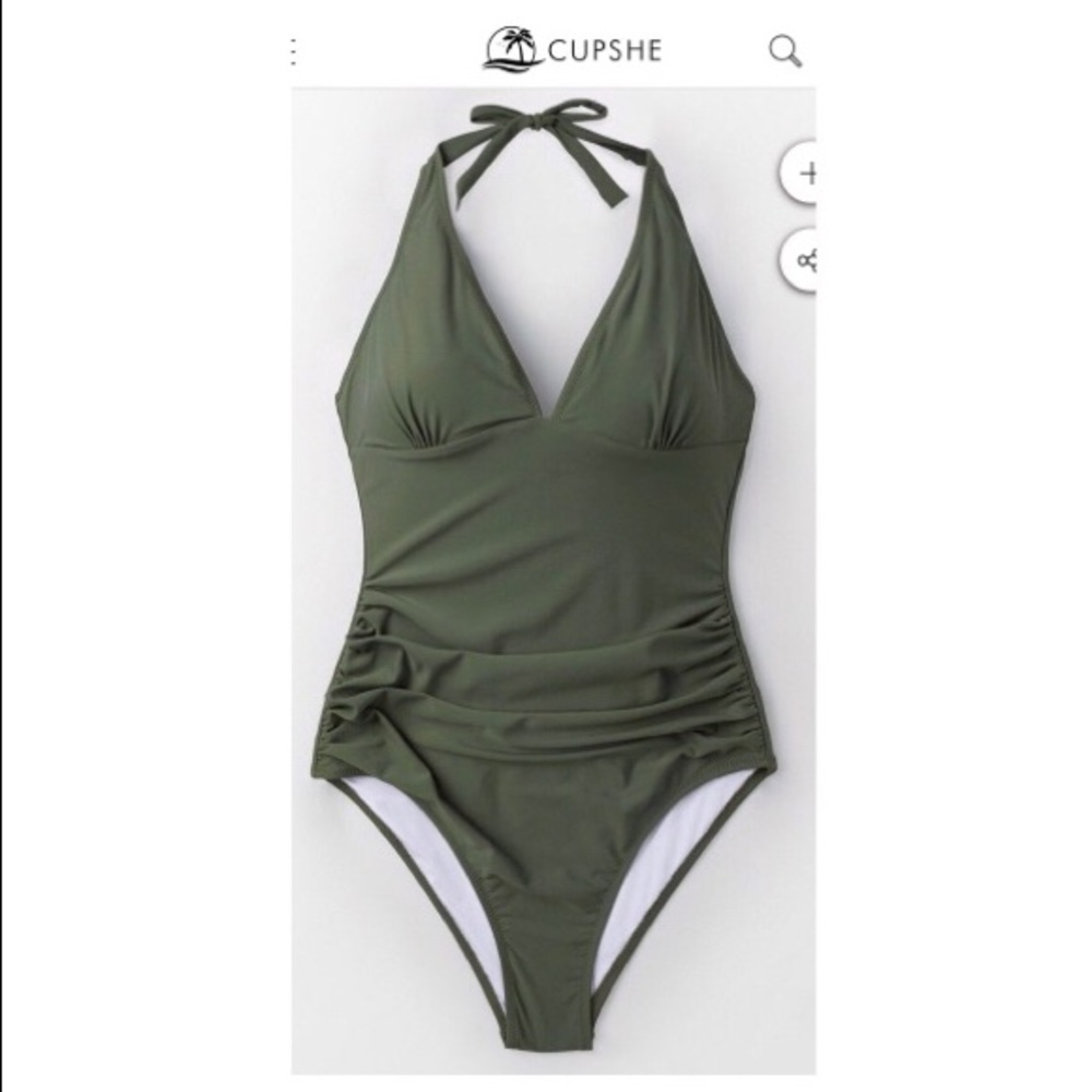 NWT Cupshe Green Halter One Piece Swimsuit